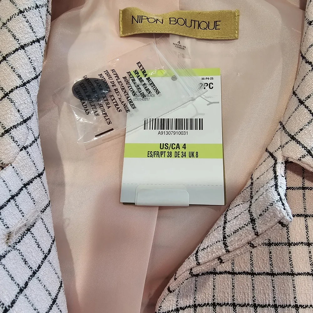 NWT Nipon Boutique Pink Plaid Dress Set W/ Cropped Jacket Women's  Size 4 - Picture 2 of 7